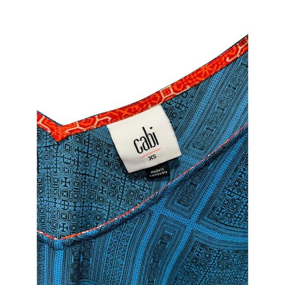Cabi Shoulder Tie Top Women's Size XS Relaxed Fit Vintage Inspired Print Summer - Picture 4 of 7